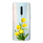 Manitoba Oppo Reno 2Z Uyumlu Baskılı Yumuşak Silikon Şeffaf Telefon Kılıfı, Sarı Çiçek Desen