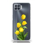 Manitoba Oppo Reno 4 Lite ile Uyumlu Baskılı Yumuşak Silikon Şeffaf Telefon Kılıfı, Sarı Çiçek Deseni