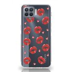 Manitoba Oppo Reno 4 Lite Uyumlu Baskılı Yumuşak Silikon Şeffaf Telefon Kılıfı, Kırmızı Dudak Deseni