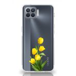 Manitoba Oppo Reno 4 Lite Uyumlu Sarı Lale Tasarımlı Baskılı Şeffaf Telefon Kılıfı