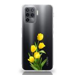 Manitoba Oppo Reno 5 Lite Uyumlu Sarı Lale Tasarımlı Baskılı Şeffaf Telefon Kılıfı