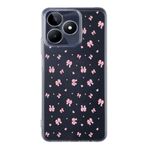 Manitoba Realme C53 ile Uyumlu Baskılı Yumuşak Silikon Şeffaf Telefon Kılıfı, Çiçek ve Kalp Deseni
