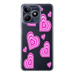 Manitoba Realme C53 ile Uyumlu Baskılı Yumuşak Silikon Şeffaf Telefon Kılıfı, Pembe Kalp Deseni
