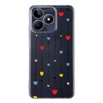 Manitoba Realme C53 ile Uyumlu Baskılı Yumuşak Silikon Şeffaf Telefon Kılıfı, Renkli Kalp Deseni