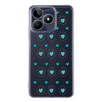 Manitoba Realme C53 ile Uyumlu Baskılı Yumuşak Silikon Şeffaf Telefon Kılıfı, Turkuaz Kalp Desen