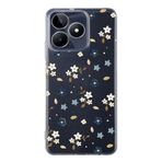 Manitoba Realme C53 Uyumlu Baskılı Yumuşak Silikon Şeffaf Telefon Kılıfı, Çiçek Desen, Lacivert
