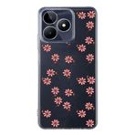 Manitoba Realme C53 Uyumlu Baskılı Yumuşak Silikon Şeffaf Telefon Kılıfı, Çiçek Desen, Pembe