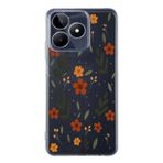 Manitoba Realme C53 Uyumlu Baskılı Yumuşak Silikon Şeffaf Telefon Kılıfı, Çiçek Desen, Turuncu