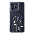 Manitoba Realme C53 Uyumlu Baskılı Yumuşak Silikon Şeffaf Telefon Kılıfı, Çiçek Desen