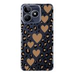 Manitoba Realme C53 Uyumlu Baskılı Yumuşak Silikon Şeffaf Telefon Kılıfı, Leopar Desen, Kalp Motifi