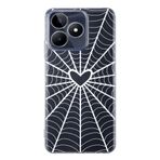 Manitoba Realme C53 Uyumlu Baskılı Yumuşak Silikon Şeffaf Telefon Kılıfı, Örümcek Ağı Desen, Siyah