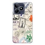 Manitoba Realme C53 Uyumlu Baskılı Yumuşak Silikon Şeffaf Telefon Kılıfı, Pul Desenli