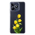 Manitoba Realme C53 Uyumlu Baskılı Yumuşak Silikon Şeffaf Telefon Kılıfı, Sarı Lale Deseni
