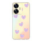 Manitoba Realme C55 ile Uyumlu Baskılı Yumuşak Silikon Şeffaf Telefon Kılıfı, Kalp Deseni