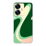 Manitoba Realme C55 ile Uyumlu Baskılı Yumuşak Silikon Şeffaf Telefon Kılıfı, Yeşil Desen