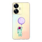 Manitoba Realme C55 Uyumlu Astronot Tasarımlı Baskılı Şeffaf Telefon Kılıfı
