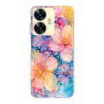 Manitoba Realme C55 Uyumlu Baskılı Yumuşak Silikon Şeffaf Telefon Kılıfı, Çiçek Desen, Renkli