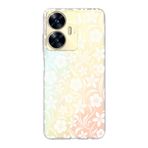 Manitoba Realme C55 Uyumlu Baskılı Yumuşak Silikon Şeffaf Telefon Kılıfı, Çiçek Deseni