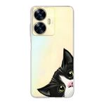Manitoba Realme C55 Uyumlu Baskılı Yumuşak Silikon Şeffaf Telefon Kılıfı, Kedi Deseni