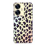 Manitoba Realme C55 Uyumlu Baskılı Yumuşak Silikon Şeffaf Telefon Kılıfı, Leopar Desen, Mor-Siyah