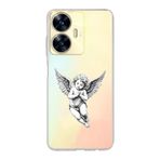 Manitoba Realme C55 Uyumlu Baskılı Yumuşak Silikon Şeffaf Telefon Kılıfı, Melek Deseni