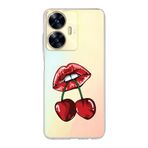 Manitoba Realme C55 Uyumlu Dudak ve Kiraz Tasarımlı Baskılı Şeffaf Telefon Kılıfı