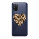 Manitoba Samsung Galaxy A02S ile Uyumlu Baskılı Yumuşak Silikon Şeffaf Telefon Kılıfı, Leopar Desen