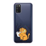 Manitoba Samsung Galaxy A02S ile Uyumlu Garfield Tasarımlı Baskılı Şeffaf Telefon Kılıfı