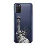 Manitoba Samsung Galaxy A02S ile Uyumlu Özgürlük Heykeli Tasarımlı Baskılı Şeffaf Telefon Kılıfı