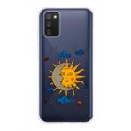 Manitoba Samsung Galaxy A02S Uyumlu Baskılı Yumuşak Silikon Şeffaf Telefon Kılıfı, Ay ve Güneş Deseni