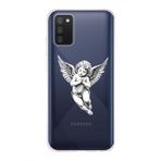 Manitoba Samsung Galaxy A02S Uyumlu Baskılı Yumuşak Silikon Şeffaf Telefon Kılıfı, Melek Deseni