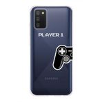 Manitoba Samsung Galaxy A02S Uyumlu Baskılı Yumuşak Silikon Şeffaf Telefon Kılıfı, Player 1 Desen