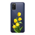 Manitoba Samsung Galaxy A02S Uyumlu Baskılı Yumuşak Silikon Şeffaf Telefon Kılıfı, Sarı Lale Deseni