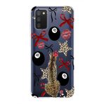 Manitoba Samsung Galaxy A02S Uyumlu Baskılı Yumuşak Silikon Telefon Kılıfı, Leopar Desen, Kırmızı Fiyonk