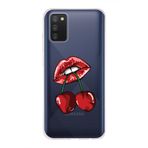 Manitoba Samsung Galaxy A02S Uyumlu Dudak ve Kiraz Tasarımlı Baskılı Şeffaf Telefon Kılıfı
