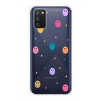 Manitoba Samsung Galaxy A02S Uyumlu Gülen Yüz ve Yıldızlar Tasarımlı Şeffaf Telefon Kılıfı