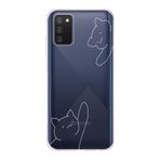 Manitoba Samsung Galaxy A02S Uyumlu Kediler Tasarımlı Baskılı Şeffaf Telefon Kılıfı