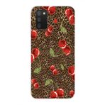 Manitoba Samsung Galaxy A02S Uyumlu Leopar ve Kiraz Tasarımlı Baskılı Şeffaf Telefon Kılıfı
