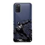 Manitoba Samsung Galaxy A02S Uyumlu Siyah Örümcek Tasarımlı Baskılı Şeffaf Telefon Kılıfı