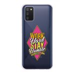 Manitoba Samsung Galaxy A02S Uyumlu Work Hard Tasarımlı Baskılı Şeffaf Telefon Kılıfı