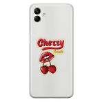 Manitoba Samsung Galaxy A04 ile Uyumlu Baskılı Yumuşak Silikon Şeffaf Telefon Kılıfı, Cherry Bomb Desen