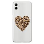 Manitoba Samsung Galaxy A04 ile Uyumlu Baskılı Yumuşak Silikon Şeffaf Telefon Kılıfı, Leopar Desen