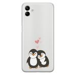 Manitoba Samsung Galaxy A04 ile Uyumlu Baskılı Yumuşak Silikon Şeffaf Telefon Kılıfı, Penguen Deseni