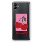 Manitoba Samsung Galaxy A04 Uyumlu Cherry Tasarımlı Baskılı Şeffaf Telefon Kılıfı