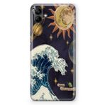 Manitoba Samsung Galaxy A04 Uyumlu Dalga ve Güneş Tasarımlı Baskılı Şeffaf Telefon Kılıfı