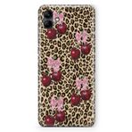 Manitoba Samsung Galaxy A04 Uyumlu Leopar ve Fiyonk Tasarımlı Baskılı Şeffaf Telefon Kılıfı
