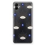 Manitoba Samsung Galaxy A04 Uyumlu Nazar Boncuğu Tasarımlı Baskılı Şeffaf Telefon Kılıfı