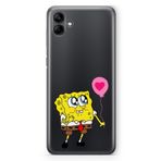 Manitoba Samsung Galaxy A04 Uyumlu SpongeBob Tasarımlı Baskılı Şeffaf Silikon Telefon Kılıfı