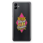 Manitoba Samsung Galaxy A04 Uyumlu Work Hard Tasarımlı Baskılı Şeffaf Telefon Kılıfı