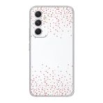 Manitoba Samsung Galaxy A04S ile Uyumlu Baskılı Yumuşak Silikon Şeffaf Telefon Kılıfı, Kırmızı Kalp Desen